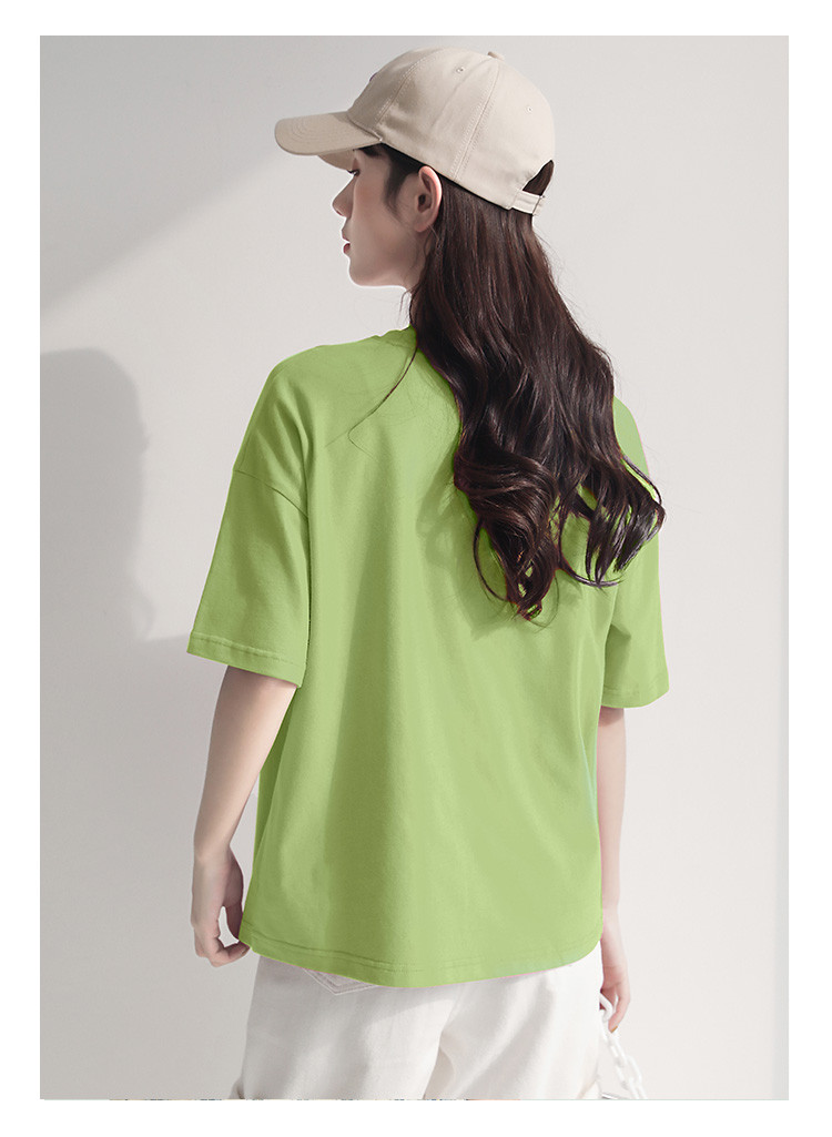夏日小清新短袖女夏上衣2021休闲青春圆领宽松纯棉女式t恤t恤 抹茶绿
