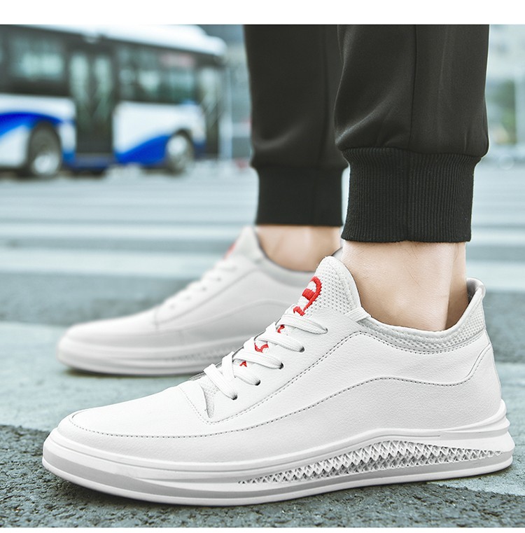 春秋款时尚休闲潮鞋耐磨二层运动鞋简约韩版旅游鞋男-定制 白色 38