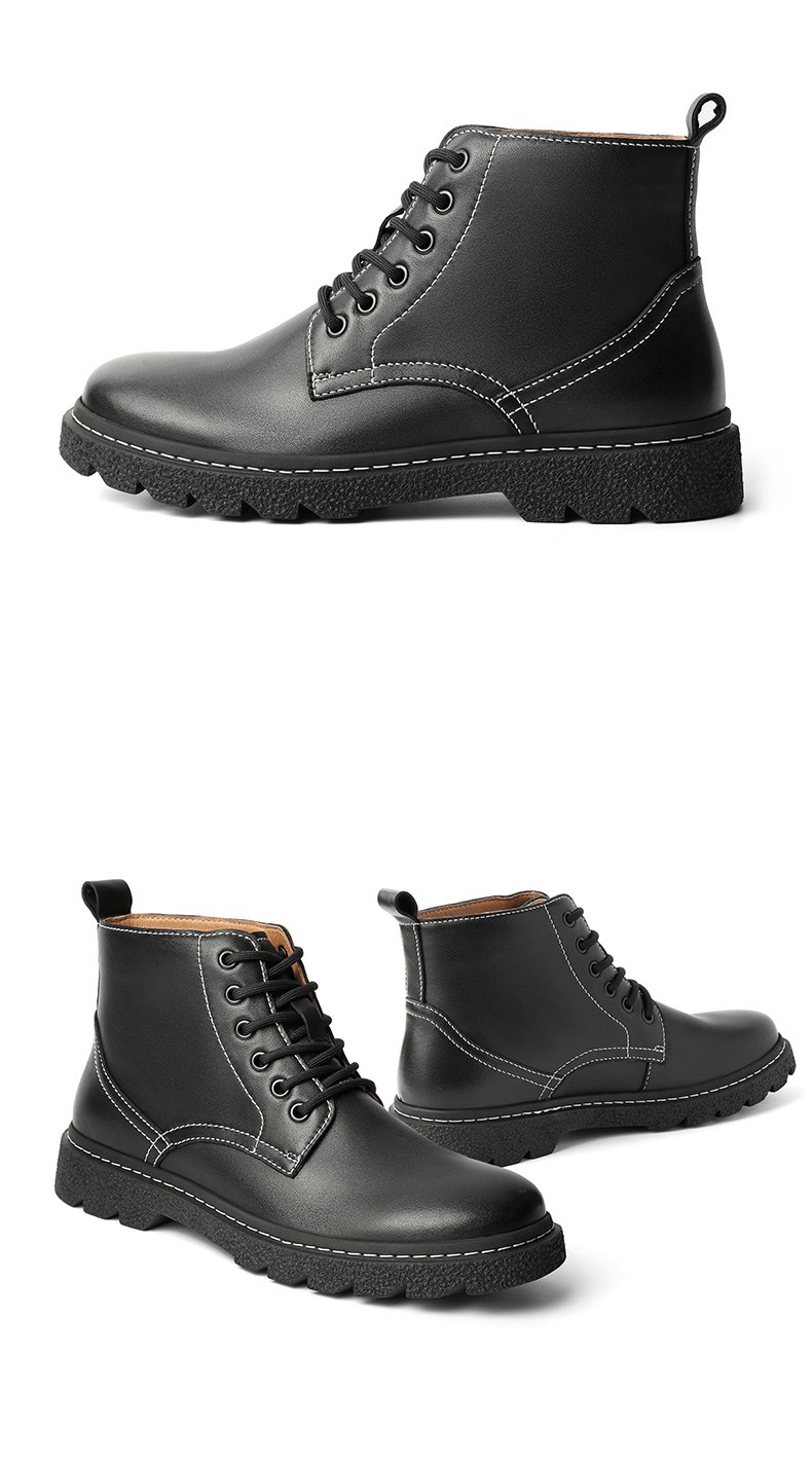 下架百丽男士马丁靴牛皮休闲短靴子百搭时尚皮靴99212dd0黑色38