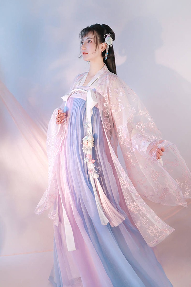 潮无界汉服女古装绣花齐腰长裙传统中国风齐胸襦裙超仙大摆裙学生演出