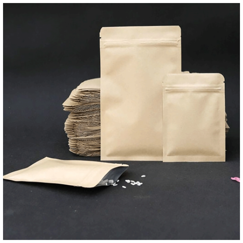 中药纸袋中药粉草药包装自封袋密封袋牛皮纸袋干果食品袋分装 100个