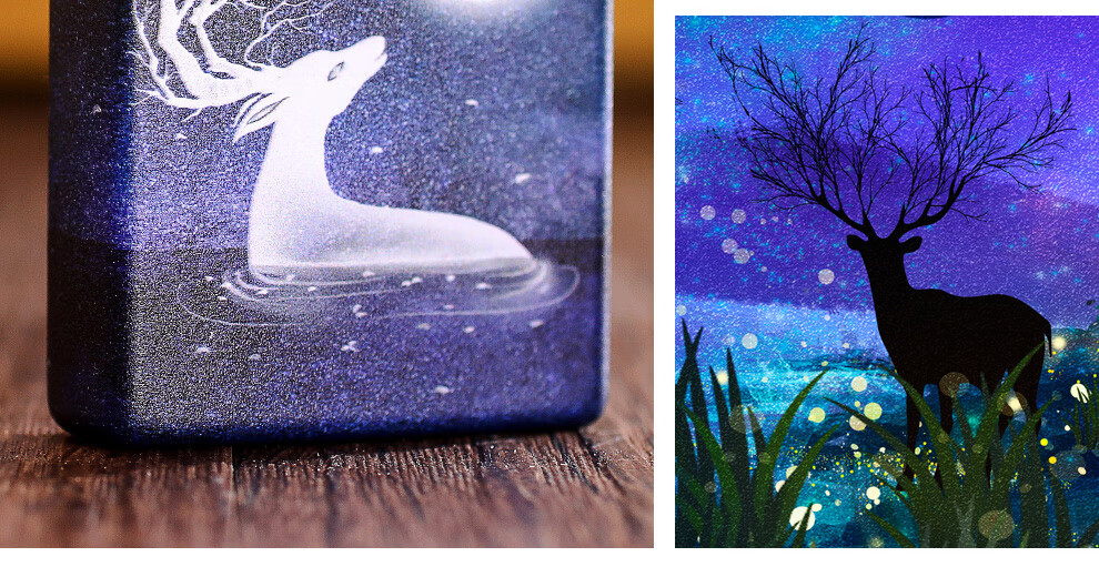 zippo煤油打火机防风正版纯铜彩印星空鹿一路有你男士礼品星空鹿