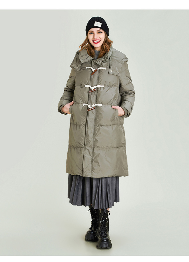 havva 90%白鸭绒duffel coat达夫尔可拆卸连帽羽绒服女式冬 灰色 s
