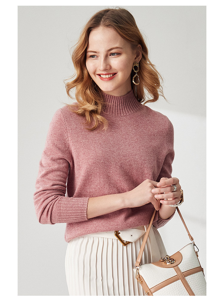 帕罗paluopo特惠清仓100山羊绒纯色减龄显白不挑人温柔羊绒衫女粉红彩