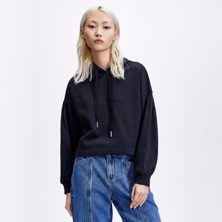 urban revivo ur时尚活泼休闲帽领卫衣yv02r4oe2000 黑灰色荧光 s