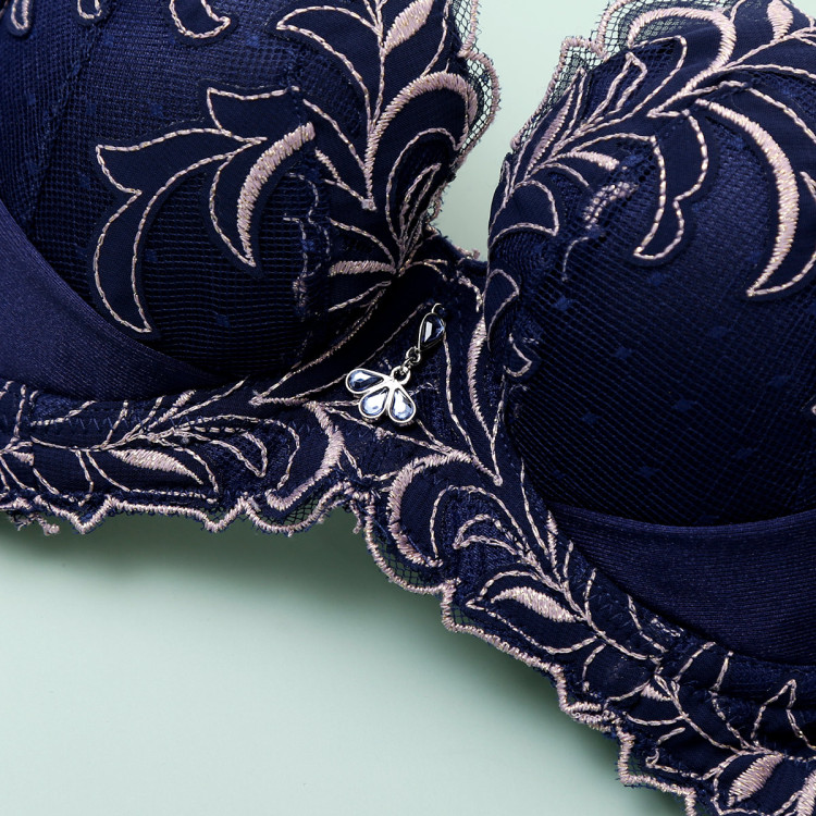 俏丹娜小胸聚拢上托胸罩内衣女性感刺绣蕾丝u型美背调整型聚拢中模