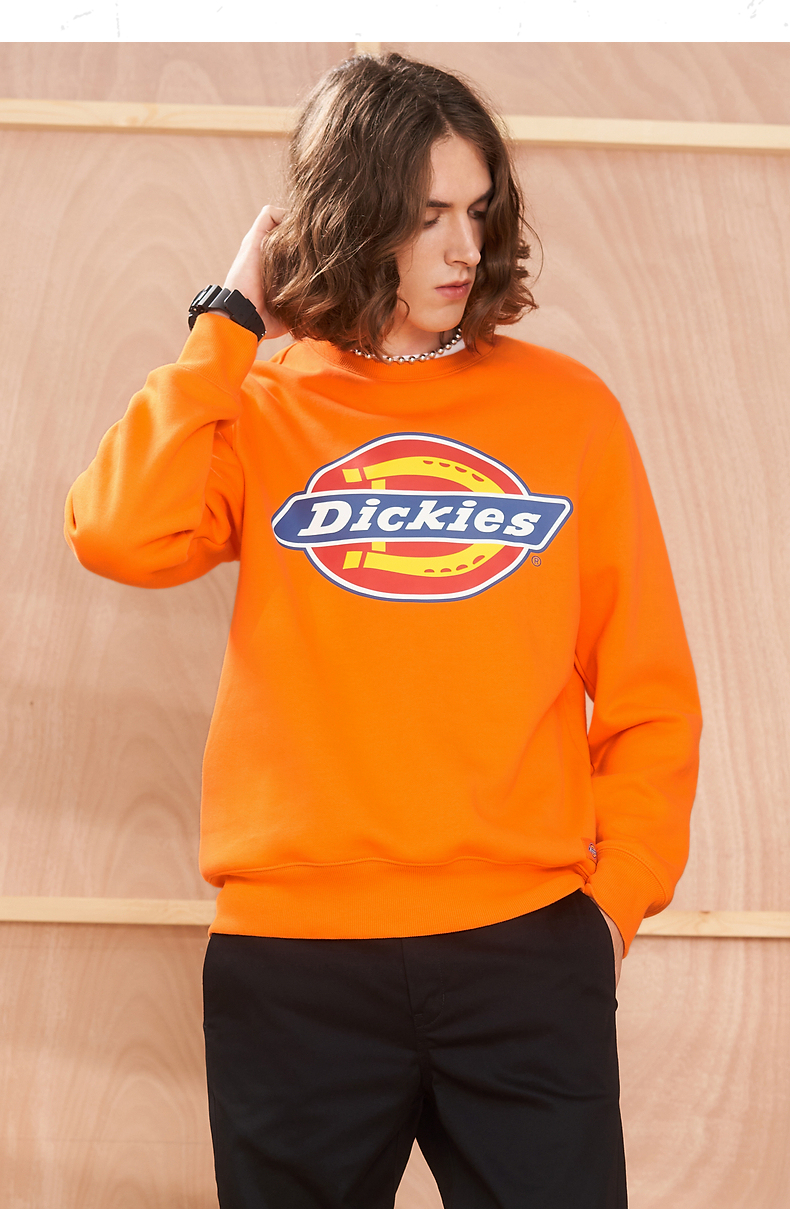 dickies卫衣大logo印花加绒圆领卫衣男士秋季舒适套头上衣卫衣男dk