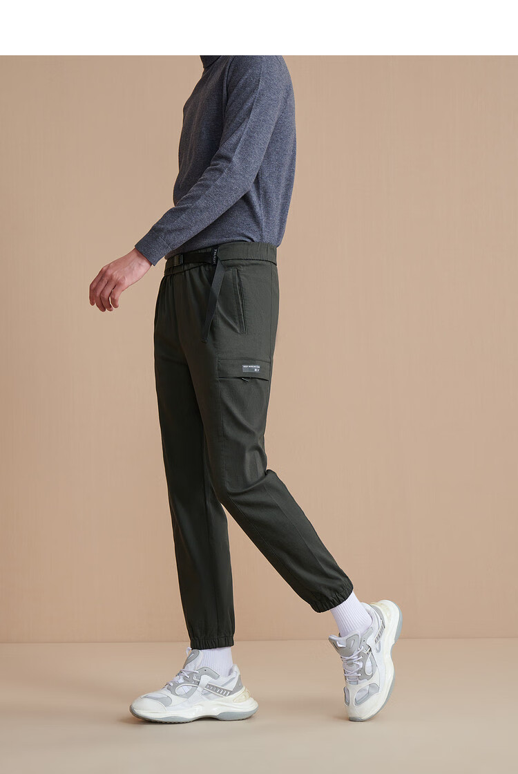 海澜之家hla 【大口袋 工装裤】秋季男士时尚腰带大口袋工装休闲卫裤