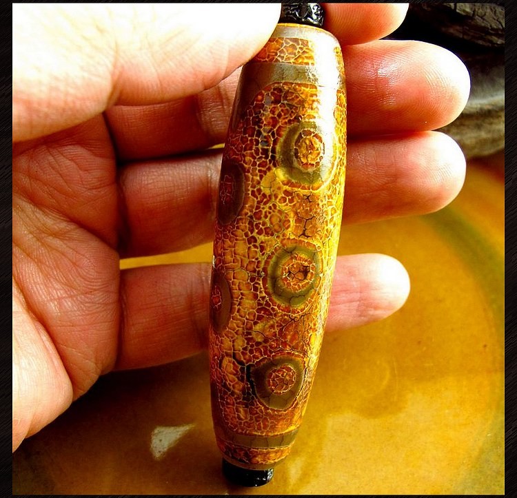 相石缘罕见龙鳞老皮天珠玛瑙吊坠男女项链8公分单珠西藏天眼