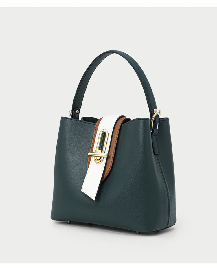 红谷hongu女包手提包单肩包水桶包斜挎包宽肩带包包纯白均码