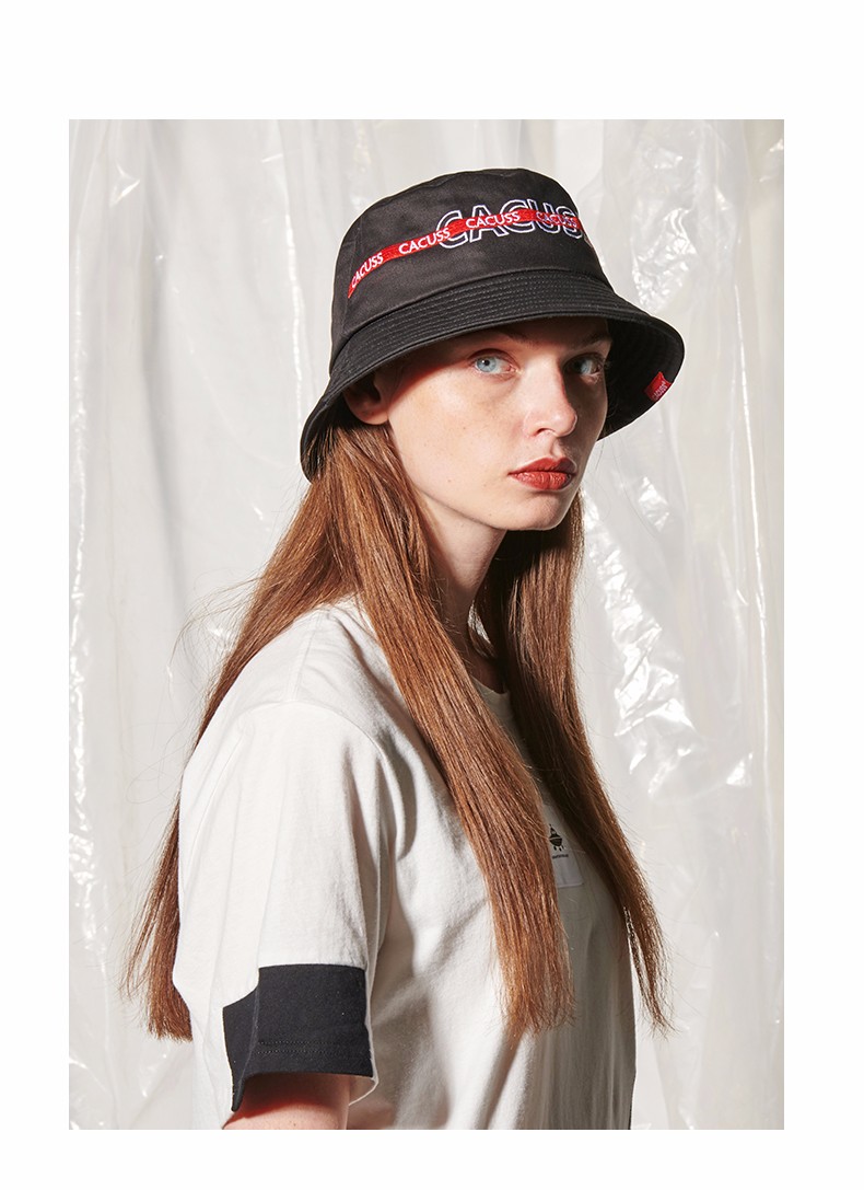 cacuss渔夫帽男女出游休闲日系盆帽潮牌绣字可折叠遮阳太阳帽pm043