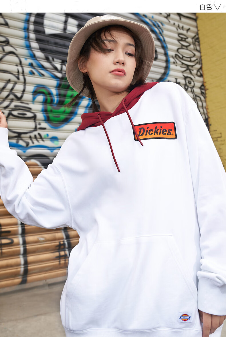 字母绣花徽章撞色连帽卫衣女士春夏季套头上衣卫衣女dk009492黑色xxl