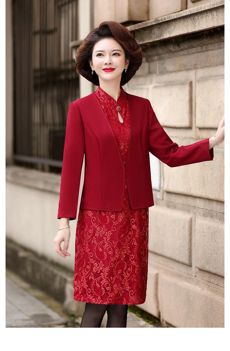 宝莲朵婚礼妈妈装秋装旗袍中年喜婆婆婚宴时尚礼服中老年女装西服外套