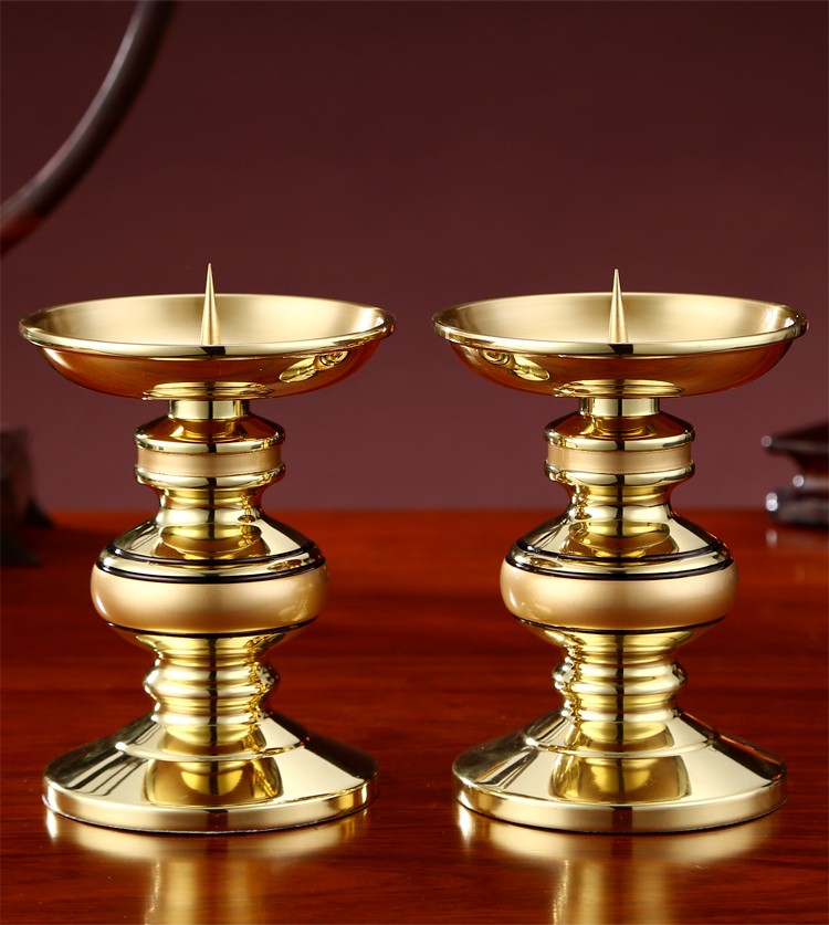 台湾蜡烛台纯铜酥油灯座供佛烛台中式蜡烛底座佛前插蜡供灯家用供奉供