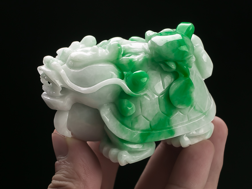 冰芝玉翡翠珠宝 龙龟手把件 0.30kg-珍品拍卖-京东拍卖