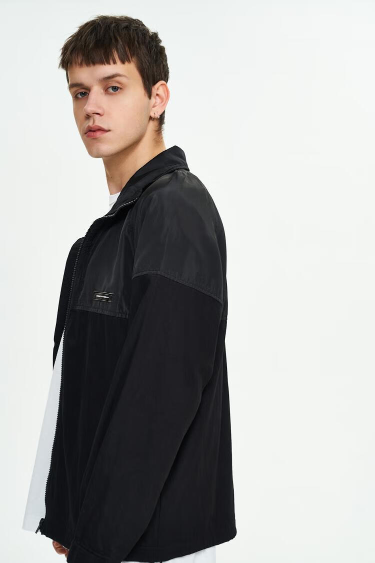 urbanrevivour男装休闲翻领牛仔短外套mv04sbye2000夹克正黑m