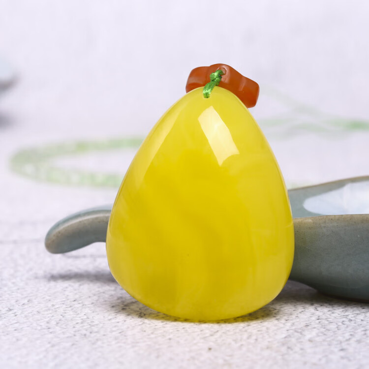 爱华尚hwsa 天然蜜蜡随行水滴琥珀吊坠 天然琥珀项链 黄色 均码