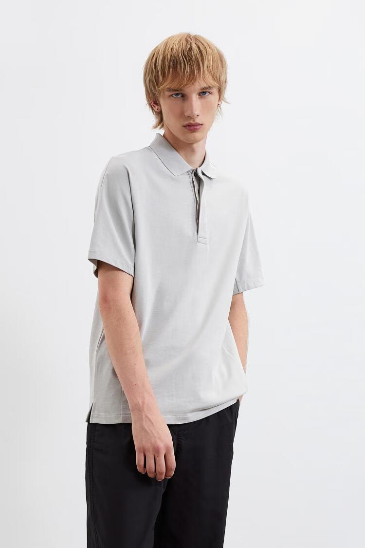 urban revivo ur时尚商务休闲polo领短袖马球衫mf20s4nx2001t恤 浅灰