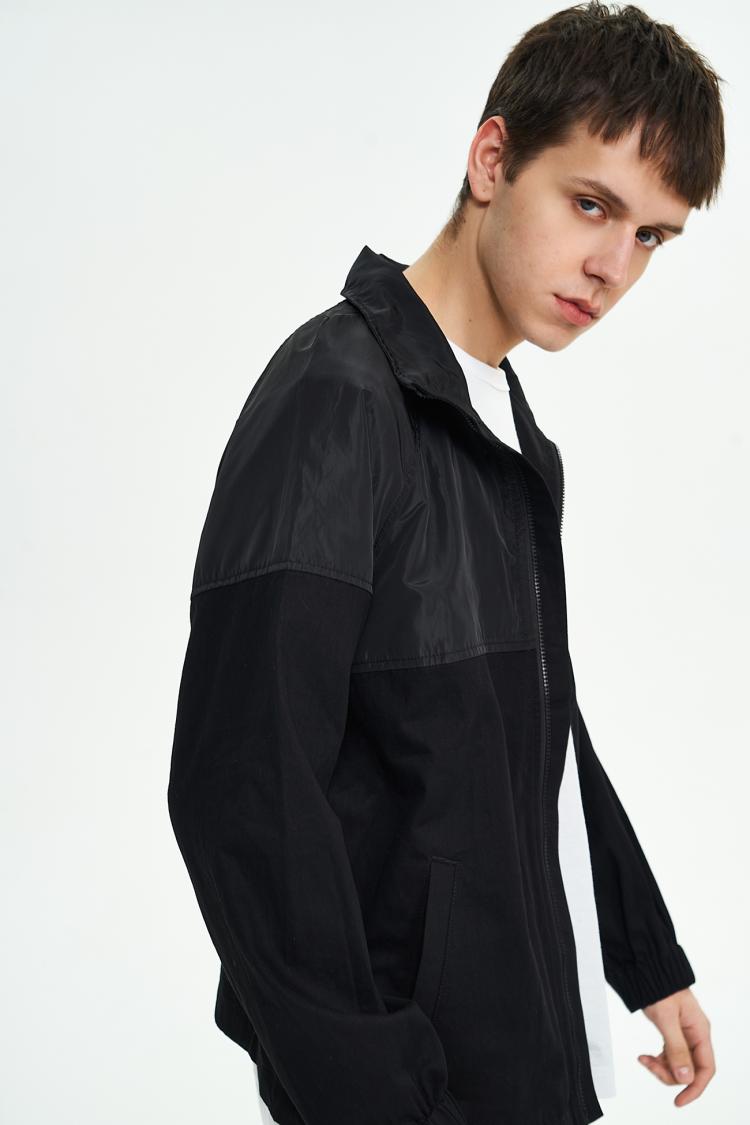 urbanrevivour男装休闲翻领牛仔短外套mv04sbye2000夹克正黑m