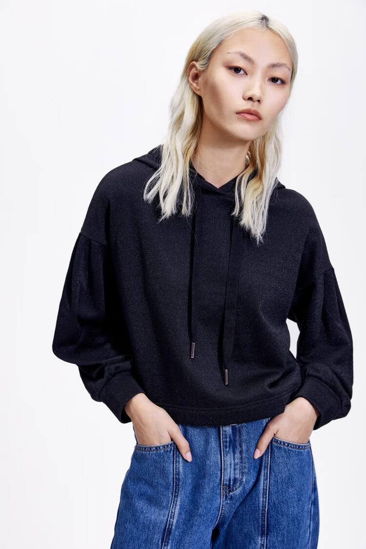 urban revivo ur时尚活泼休闲帽领卫衣yv02r4oe2000 黑灰色荧光 s