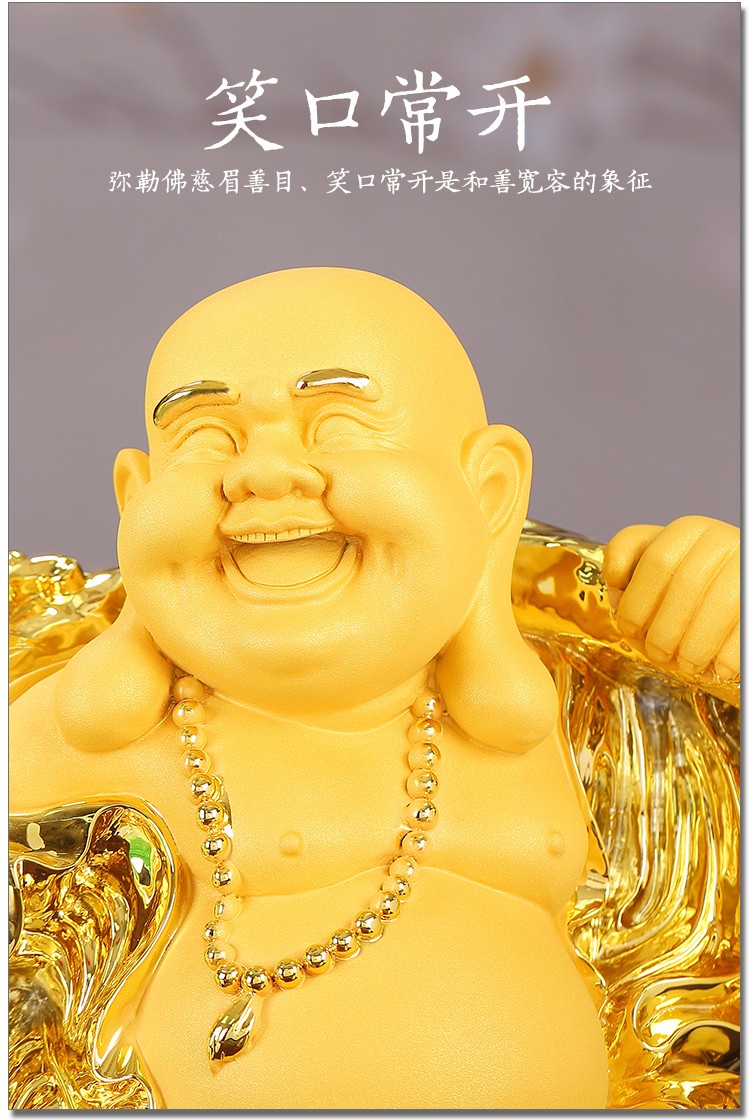 礼之源招财弥勒佛摆件大号福到财到玉白菜客厅电视柜装饰乔迁开业礼品