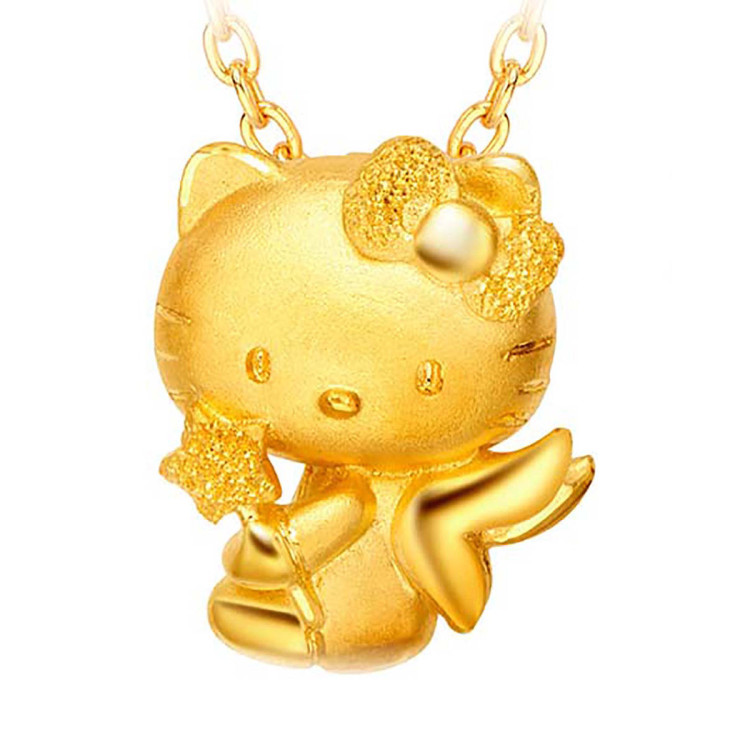 周大福chow tai fook hello kitty凯蒂猫足金黄金吊坠 通用 均码
