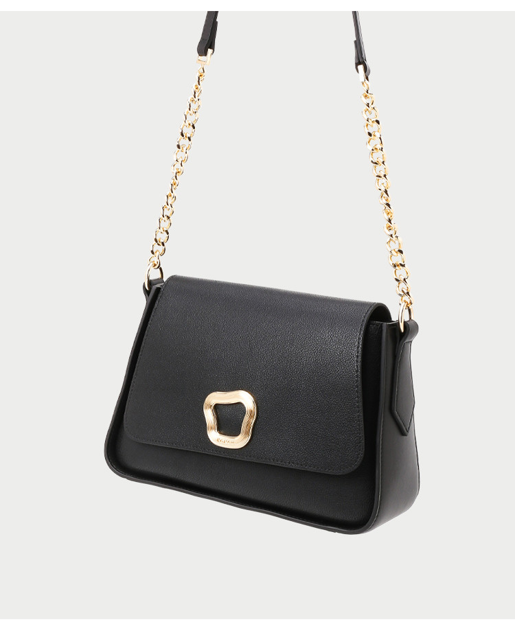 红谷hongu 女包单肩包女式斜挎包链条包牛皮包包手机包2021新款 漆黑