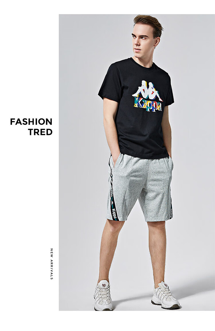 卡帕kappa kappa 运动百搭男款大logo短袖纯棉t恤 黑色/blk m