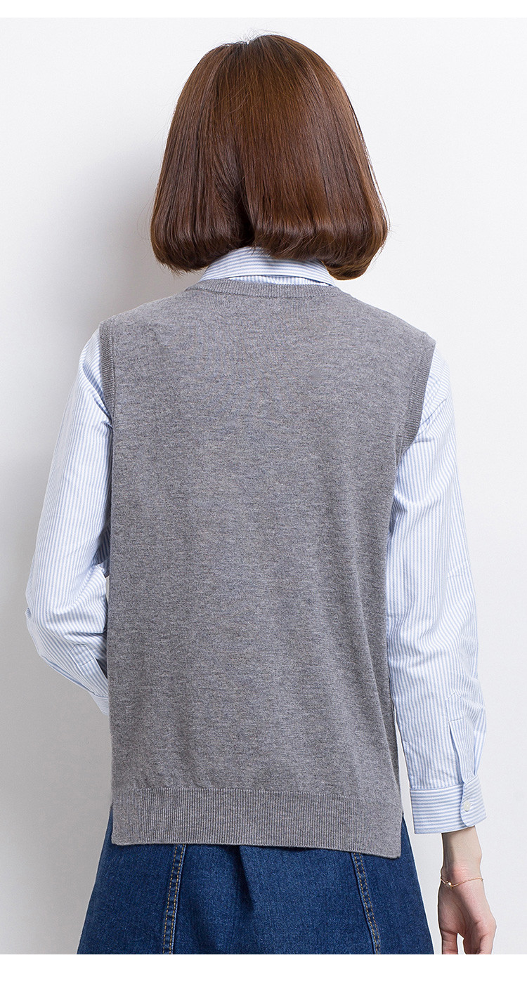 恒源祥 纯羊毛秋冬新款无袖圆领针织背心女式羊毛衫 浅桔 160/s