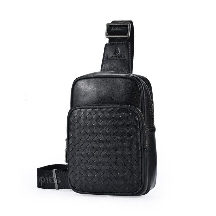 暇步士hush puppies 【时尚轻奢】新款男士胸包真皮头层牛皮商务斜跨