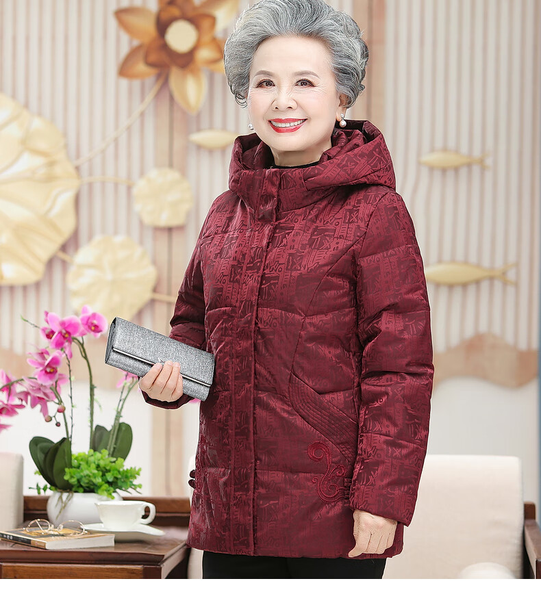 奉孝老年人冬装棉衣女奶奶装加厚羽绒服60岁70老年老太太冬季羽绒外套