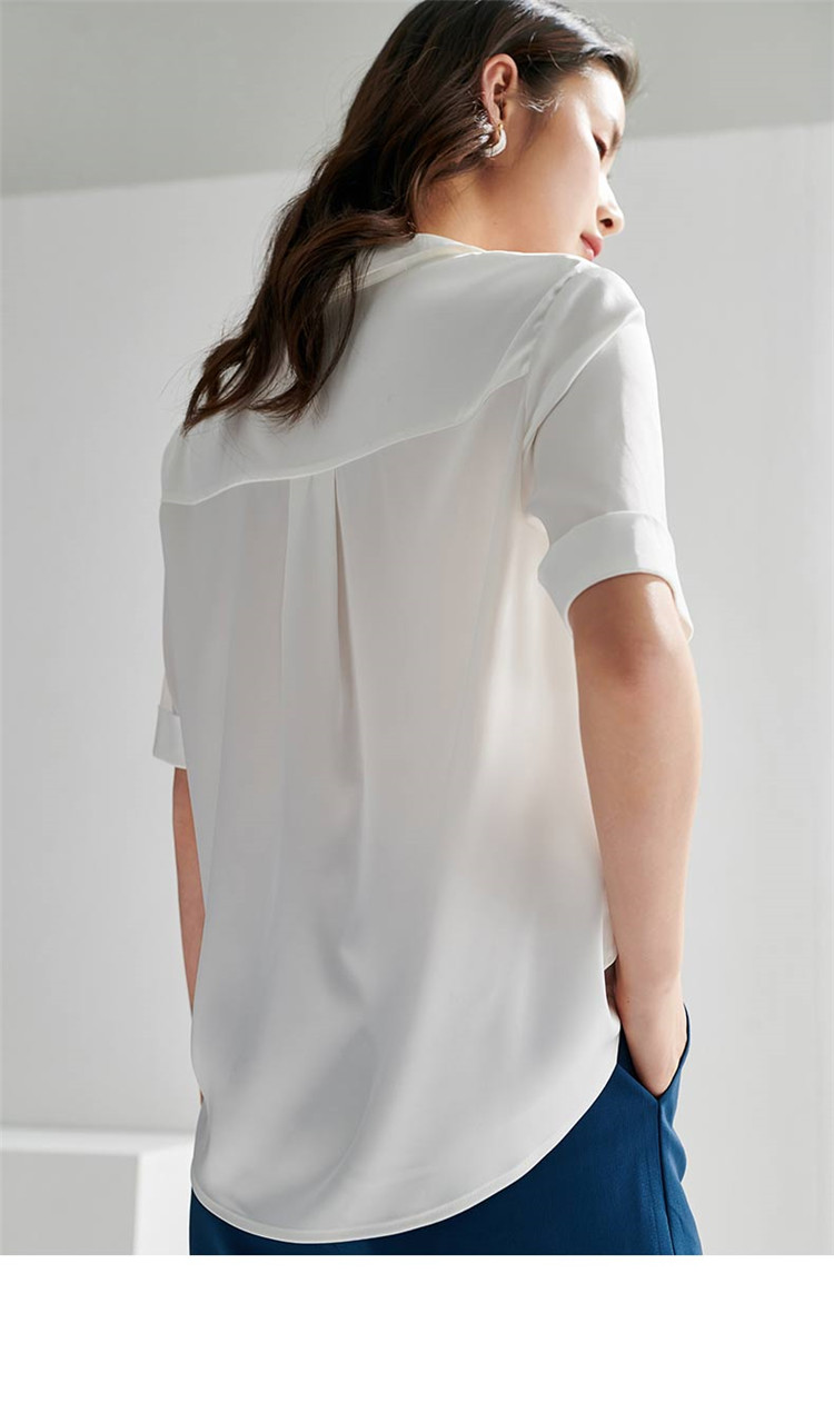 ugoccam万搭不厌仿真丝不过时经典白色衬衫女衬衣白m