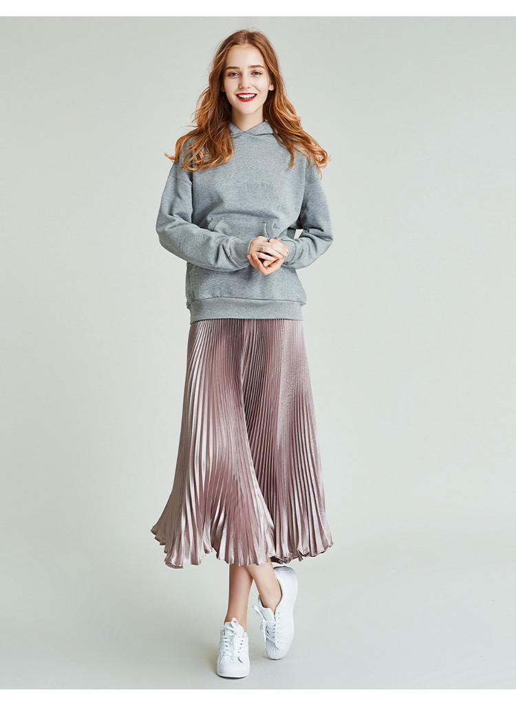 udine风plait普利特风琴褶半身裙2022夏 玫瑰金 l【图片 价格 品牌