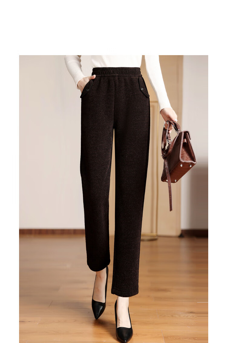 福玛玛 2022冬季新款显瘦加厚长裤*女装裤子*装女式休闲裤女 咖色 4xl