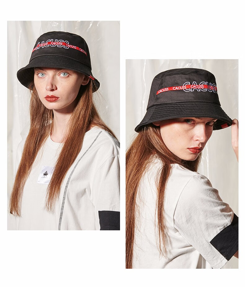 cacuss渔夫帽男女出游休闲日系盆帽潮牌绣字可折叠遮阳太阳帽pm043