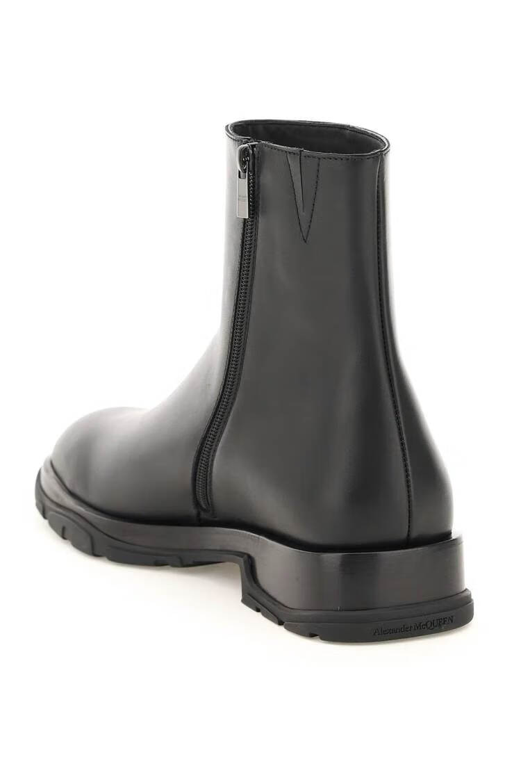 麦昆 奢侈品男鞋 牛皮革拉链靴子 黑色 39【图片 价格 品牌 报价】