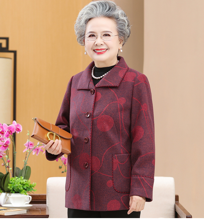 奉孝中老年人秋冬休闲外套妈妈秋装上衣60岁70老人老太太洋气宽松外套