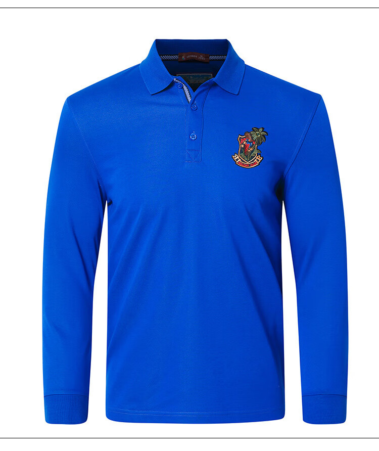 莱恩雷迪lienridy轻奢刺绣章仔舒适棉简约风经典百搭时尚休闲男式翻领