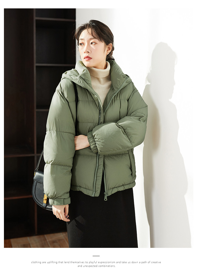 索菲丝尔sofsil连帽短款时尚羽绒服2021冬款上新百搭显瘦宽松女白鸭绒