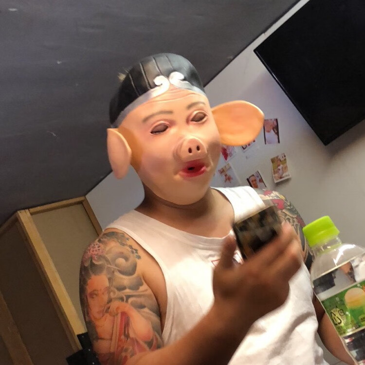 bgtqz西游记猪八戒面具乳胶cos猪头套万圣节道具烧烤