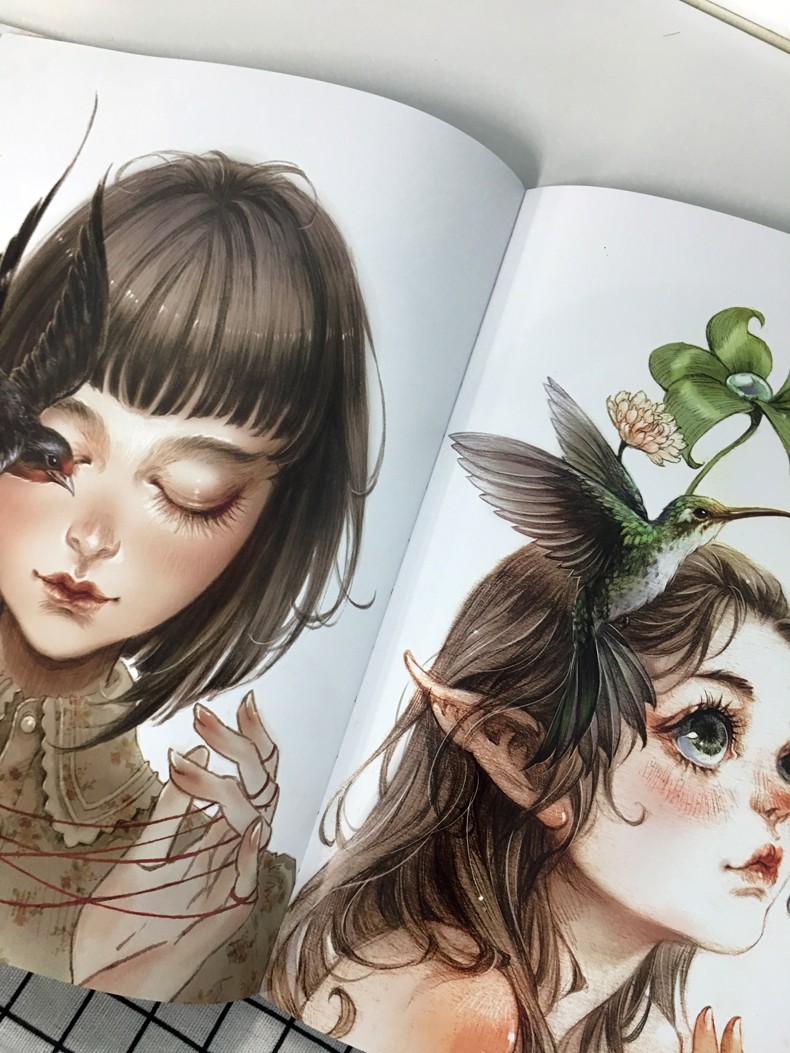 正版间花寻影扫花寻径古戈力画集套装2册赠线稿海报涂色本手绘线稿