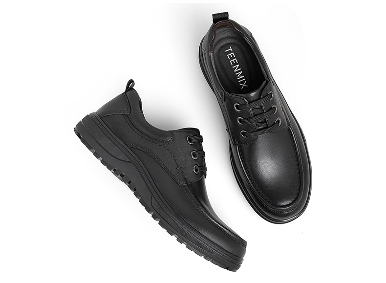 teenmix天美意2021冬新款商场同款职场复古商务男皮鞋95534dm1黑色38