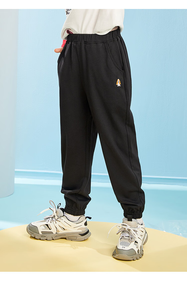 暇步士hush puppies 新款儿童针织长裤男童裤子收口全棉运动裤亲肤