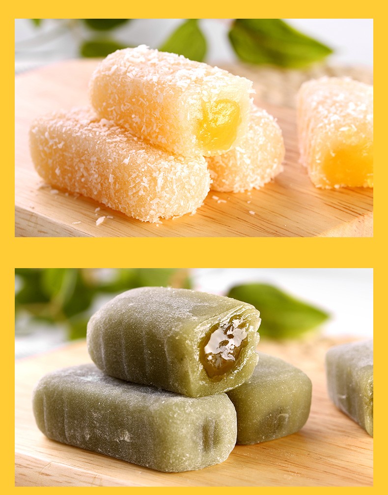 稻香村爆浆麻薯500g长条麻糬糯米滋软软糯糯的糕点干吃整箱批发抹茶味