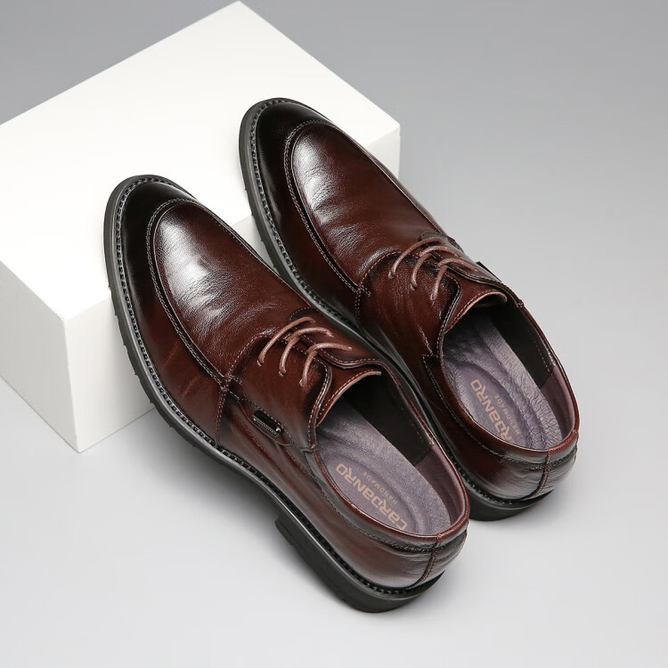 卡丹路cardanro头层羊皮皮鞋男夏季新款通勤面试软面男士英伦商务正装
