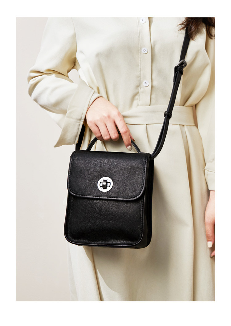 凯撒kaiser轻巧便携头层牛皮迷你手机包复古手提包锁扣单肩包女式斜