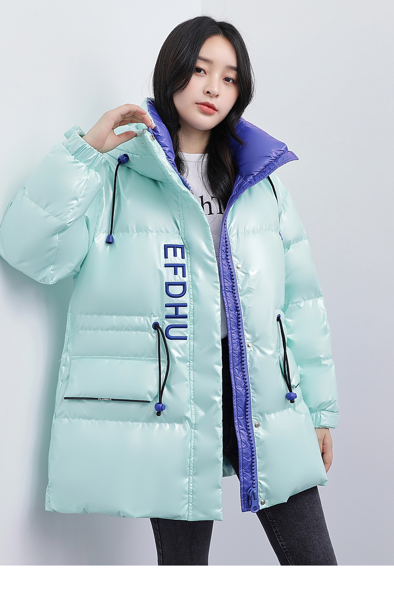 高梵中长款羽绒服女2021年冬季新款羽绒上衣服潮流韩版连帽冬装90白