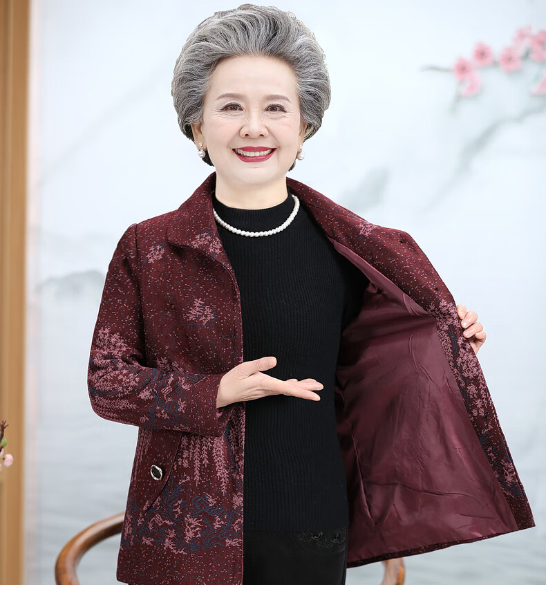 奉孝奶奶装春装短款外套中老年人开衫女60岁70妈妈宽松衣服老太太上衣