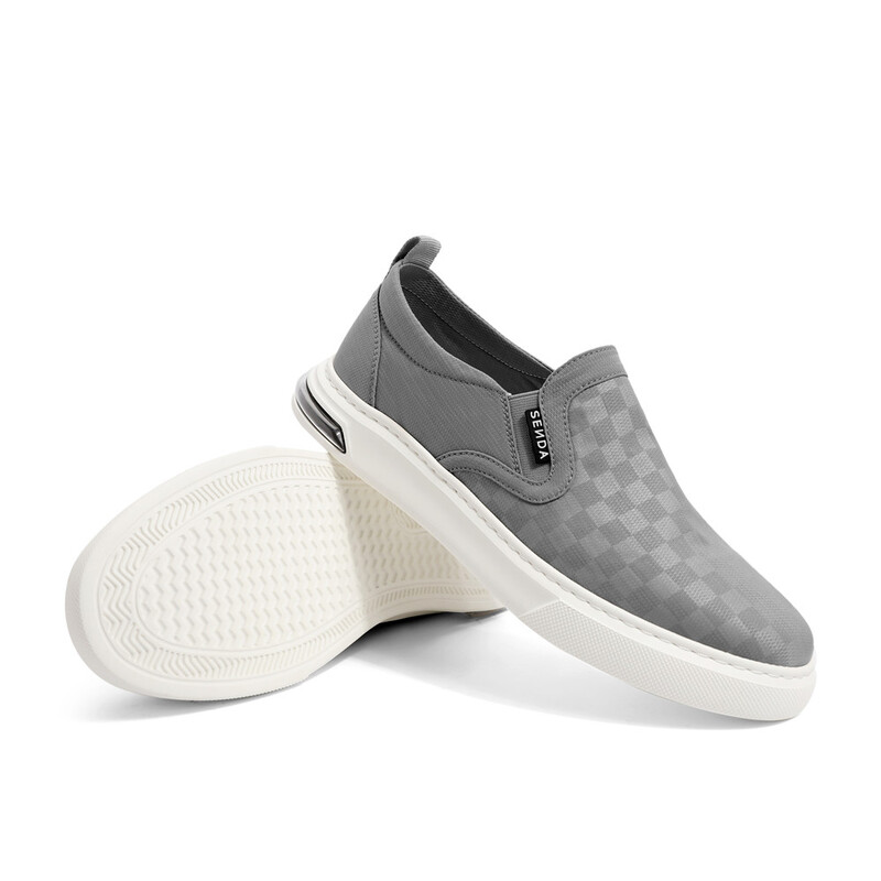 森达简约乐福鞋男2022秋季新款舒适一脚蹬户外休闲布鞋zy519cm2 灰色