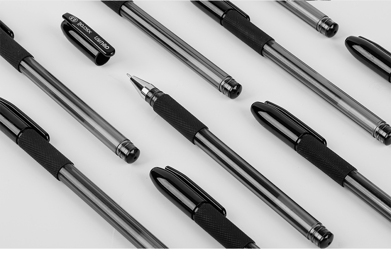 得力deli经济型筒装卡装中性笔05mm黑色办公学生文具半针管30只筒